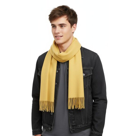 Lanvin Yellow Luxurious Modern 100% Cashmere Scarf